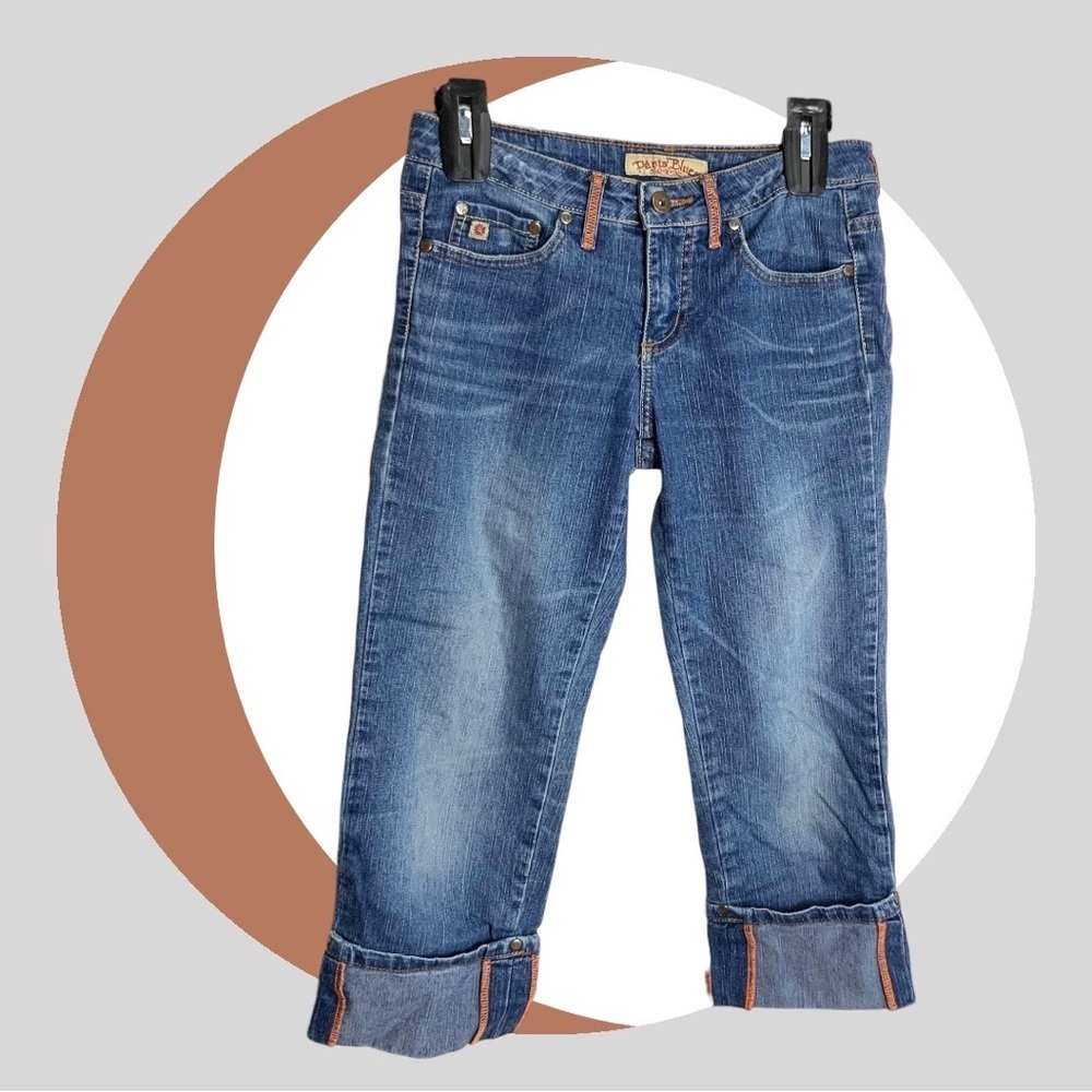 Paris Blues Cuffed Blue Jean Capris Jrs Sz 1